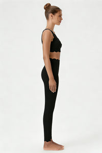 Women's Scalloped Edge Sets:Sports Bra &  High-Waist Legging