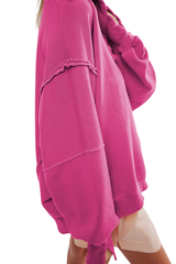 Loose-fitting, flared-neck hoodie with a split design