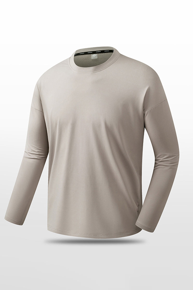 Men Solid Quick-Dry Outdoor Training Long Sleeve Top