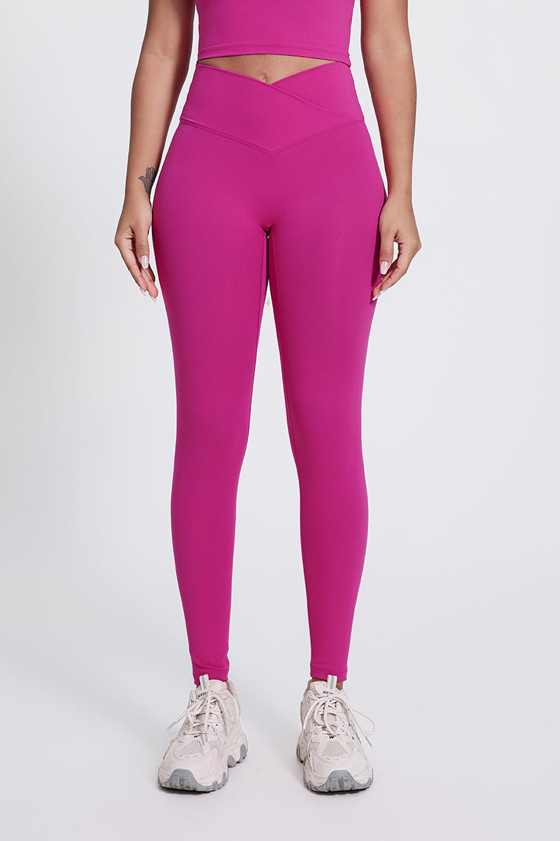 Women'S Bright Crossover High-Waisted Hip Lift Dance Stretch Cropped Pants