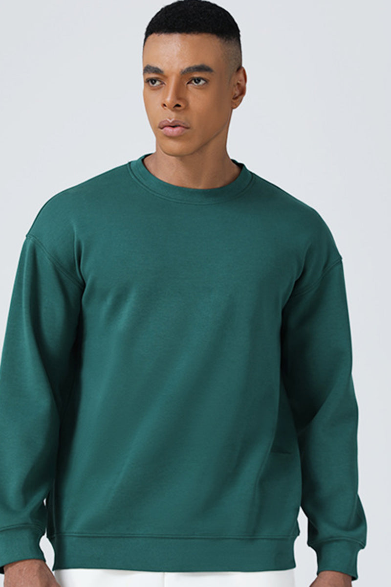 Men Heavyweight Cotton-Blend Crewneck Sweatshirt