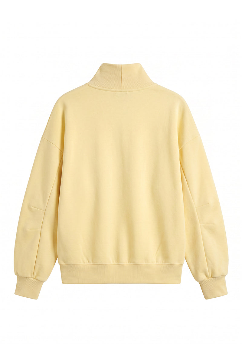 Women's Fall Solid Fleece Loose Mock Neck Sweatshirt