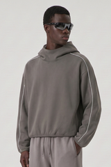 Men's Fall Relaxed Contrast Color Stripe High Neck Hoodie