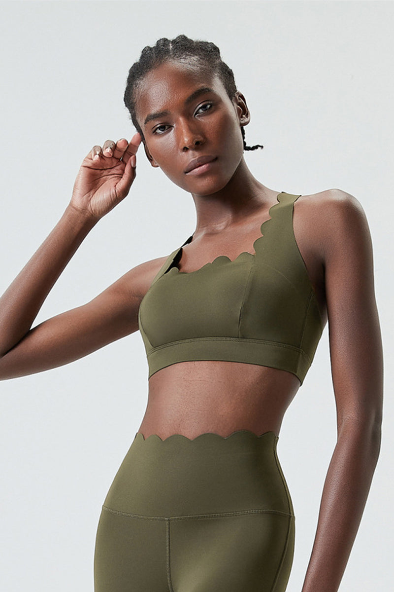 Women Wave-Edge Double-Strap High-Impact Quick-Dry Sports Bra