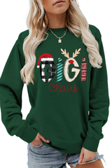 Christmas Print Crew Neck Loose Pullover Sweatshirt