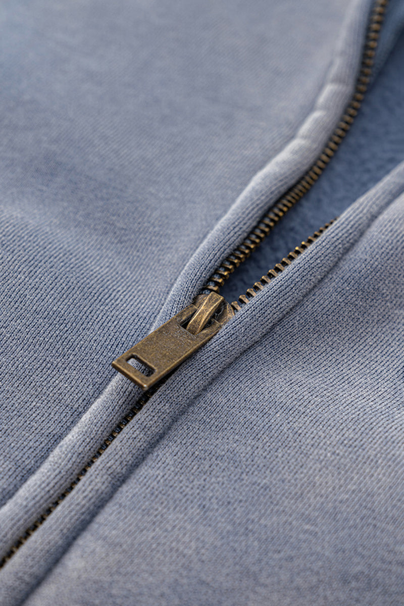 Distressed Fleece-Lined Hooded Sweatshirt