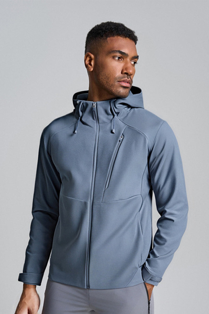 Men Hooded Cold-Resistant Quick-Dry Outdoor Training Running Jacket