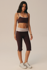 Women's Fake Two Piece Bra & High Waist Capri Leggings Set