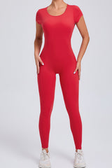 Women Short Sleeve Backless Tight One-Piece Quick Dry Hip Lifting Sports Fitness Yoga Bodysuit