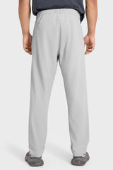 Men Loose Lightweight Quick-Dry Breathable High-Elastic Draped Straight-Leg Workout Sweatpants