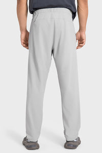 Men Loose Lightweight Quick-Dry Breathable High-Elastic Draped Straight-Leg Workout Sweatpants