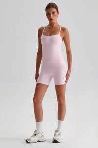 Women High-Waisted Peach Booty Yoga Set: Seamless Crotch Shorts + Y-Back Sports Bra