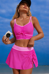 Women's Color-blocked drawstring Adjustable Bikini