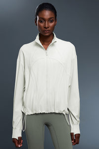 Women Windproof Stand-Collar Loose-Fit Adjustable Hem Workout Jacket