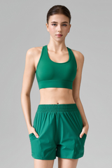 Women's Mesh Panel Racerback Bra And Shorts Two Piece Sets