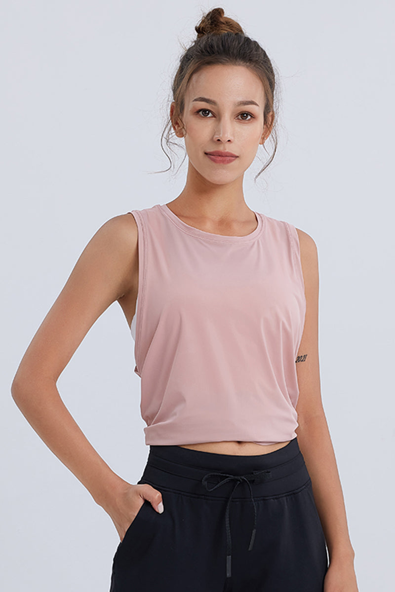 Solid Color Irregular Bottom Sports Tank Tops