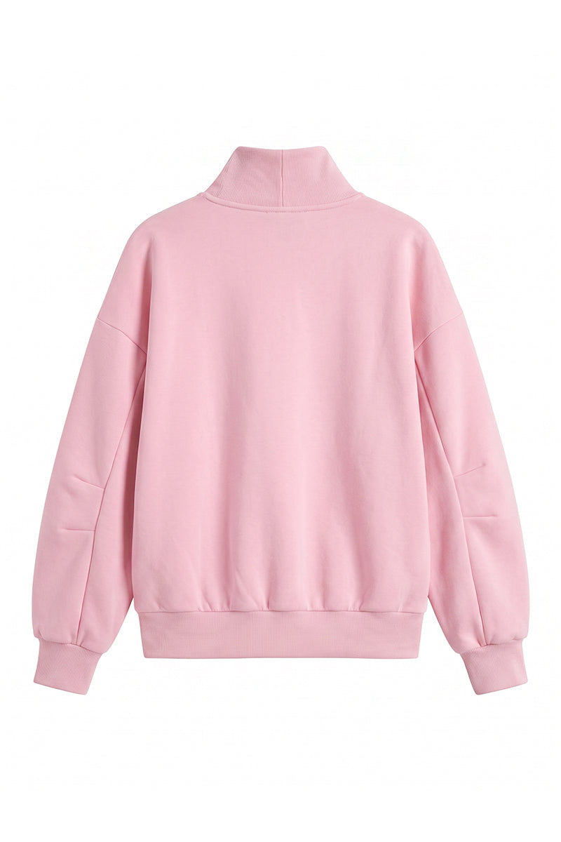 Women's Fall Solid Fleece Loose Mock Neck Sweatshirt
