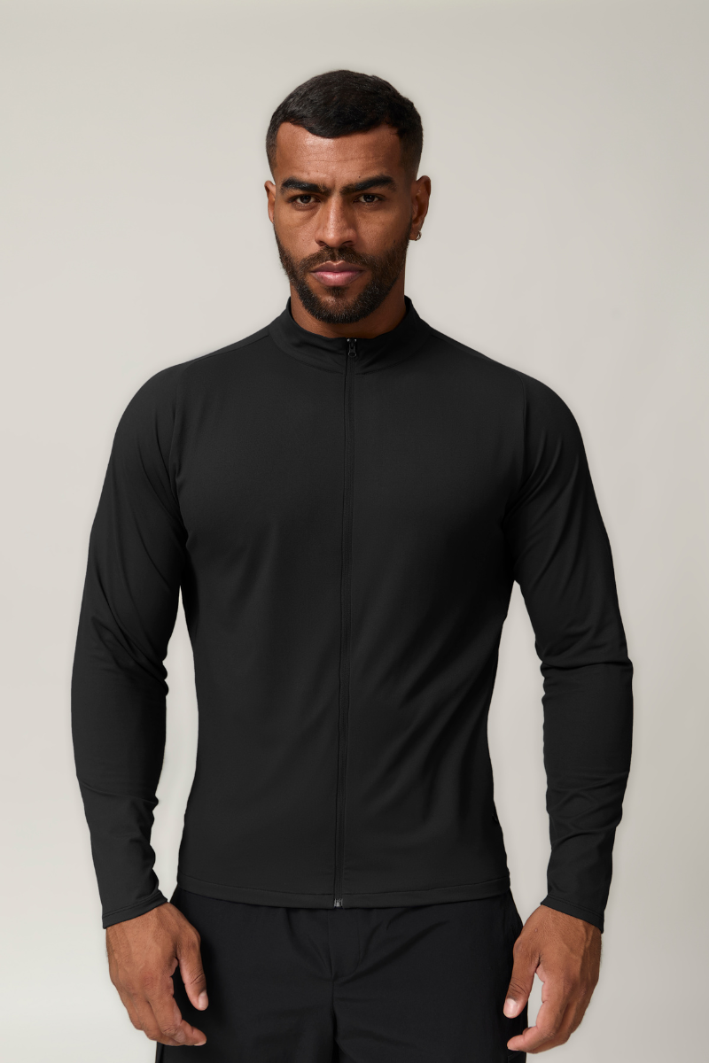 Men's Full Zipper Pocket Solid Fitness Sport Jacket