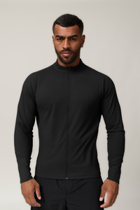 Men's Full Zipper Pocket Solid Fitness Sport Jacket