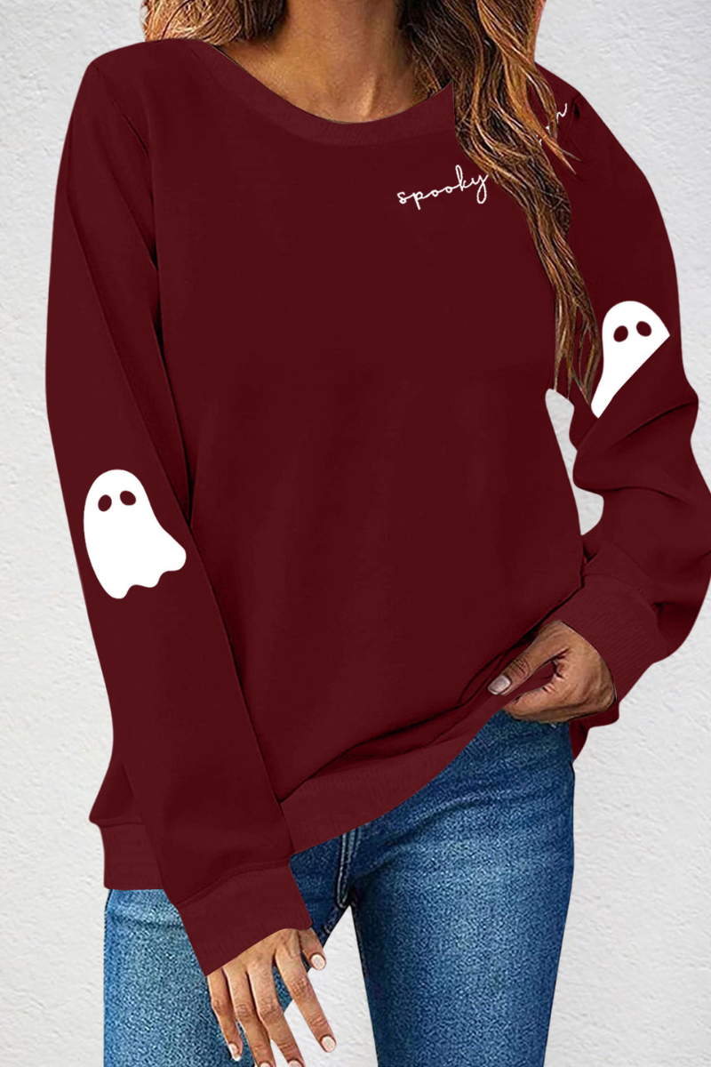 Women's Fall Halloween Gift Ghost Print Sweatshirt