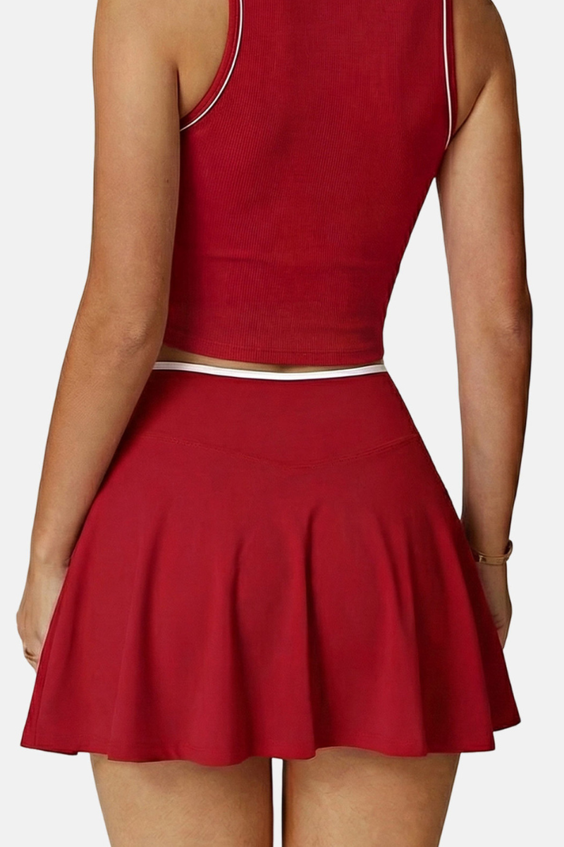 Women's Color Block Cross-V waist Sport Skirt