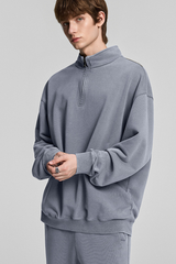 Collared, semi-zippered sweatshirt