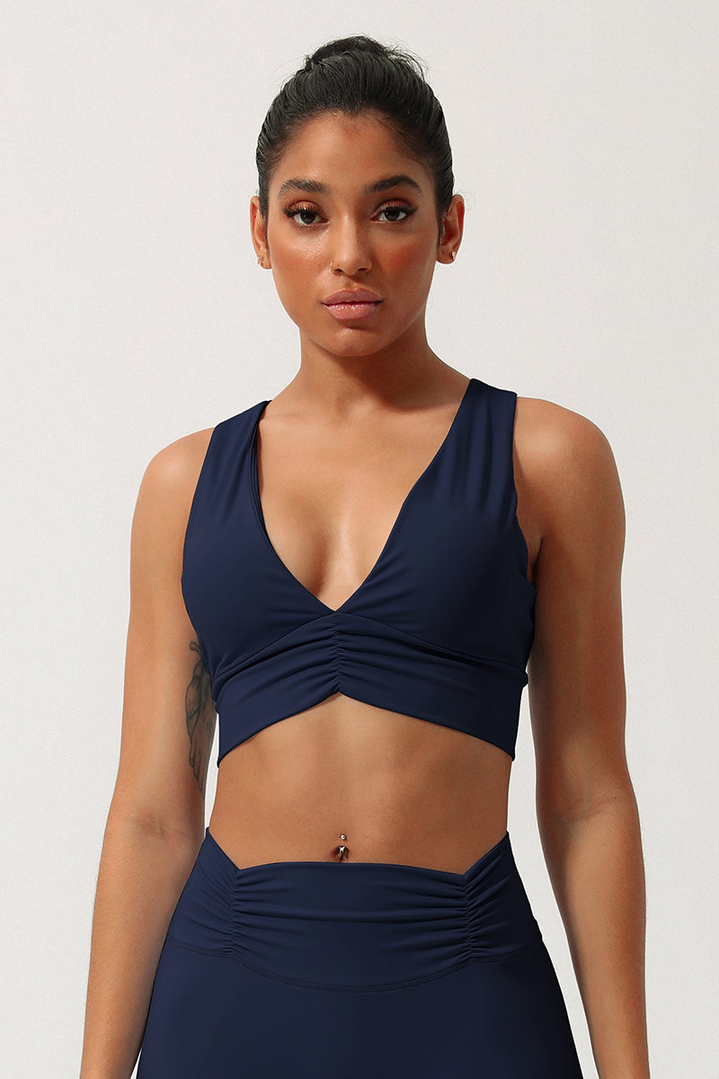 Women'S V-Neck Wide Shoulder Yoga Sports Bra