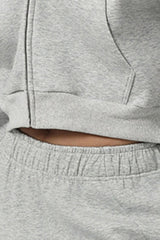 Women Cropped Hooded Zip-Up Casual Sportswear Jacket