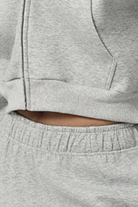 Women Cropped Hooded Zip-Up Casual Sportswear Jacket