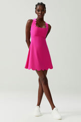 Women Wave-Trim Back-Cross Tennis Dress