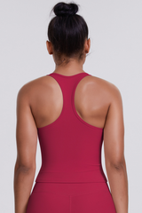 Women's Brushed Solid Racerback Sports Yoga Tank Top
