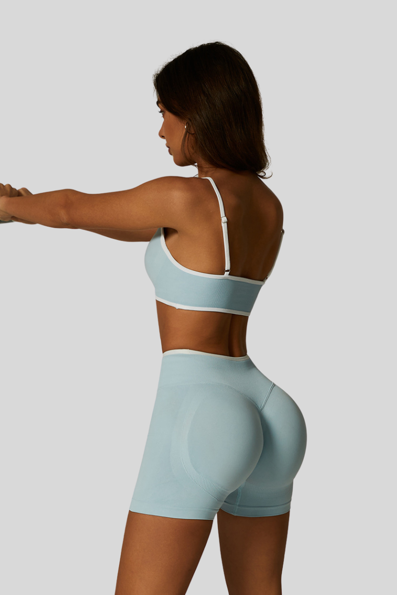 Women's Athletic Set:V-neck Bra And Shorts