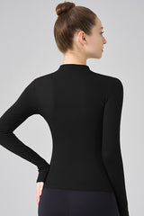 Women Stand Collar Slim-Fit Yoga Running Long Sleeves