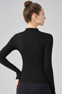 Women Stand Collar Slim-Fit Yoga Running Long Sleeves