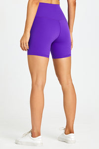 Solid High-Waisted Stretch Sports Shorts