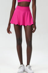 Women Scalloped Lycra Quick-Dry Anti-Peek A-Line Tennis Skirt