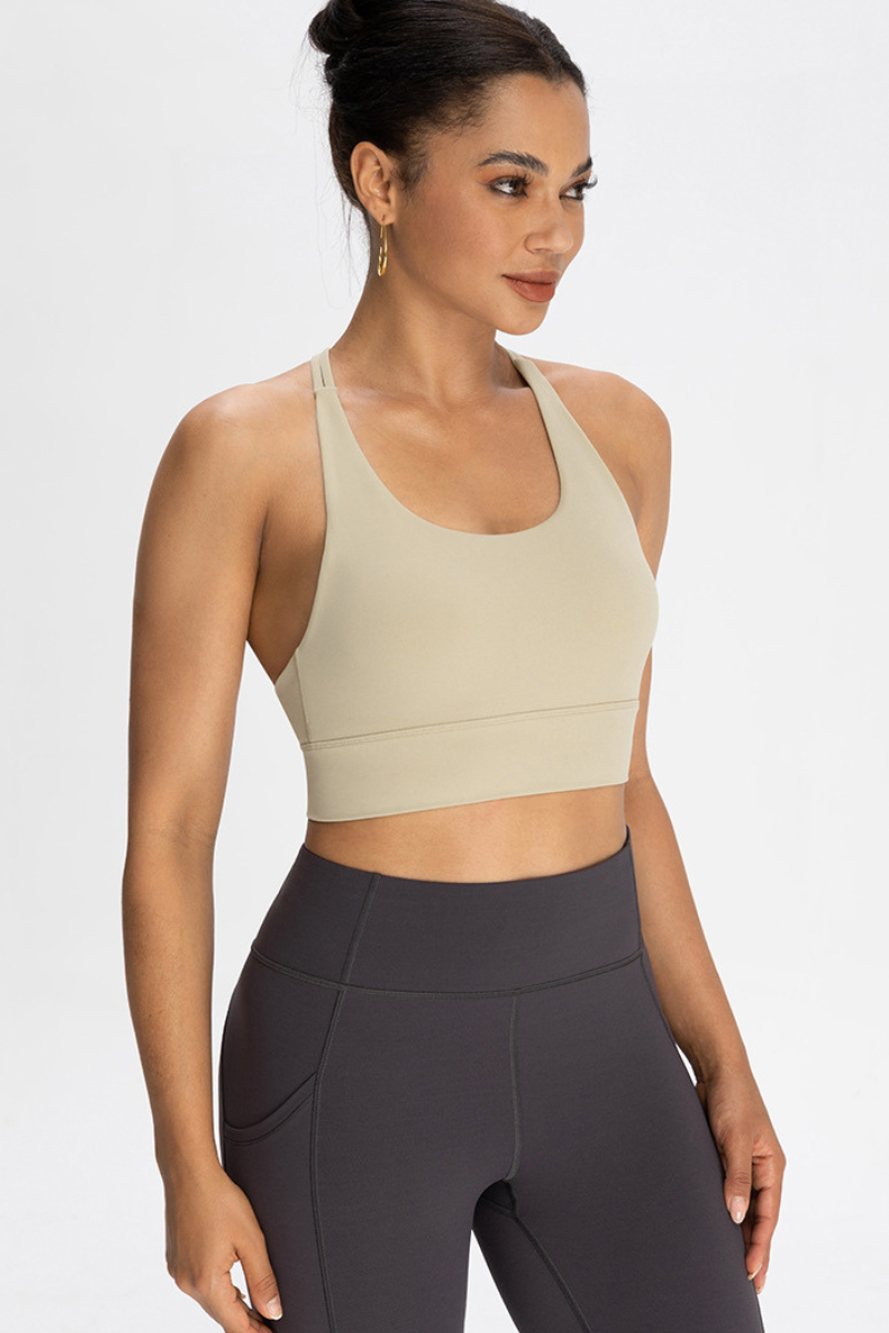 Cross-back exercise sports bra