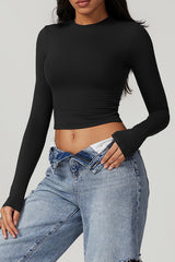 Women'S Sport Crop Top Long Sleeves