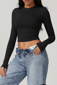 Women'S Sport Crop Top Long Sleeves