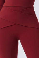 Women Off-Shoulder High-Waist Quick-Dry Yoga Set: Long Sleeve Top + Leggings