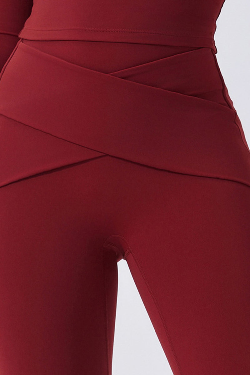 Women Off-Shoulder High-Waist Quick-Dry Yoga Set: Long Sleeve Top + Leggings