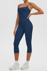 Women's Athletic Tank Top & High Waist Capri Leggings Set