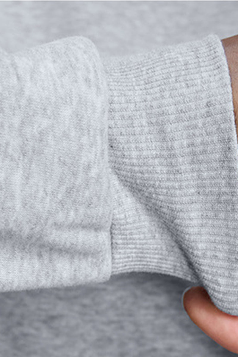 Women Loose Crewneck Fleece-Lined Casual Hoodie