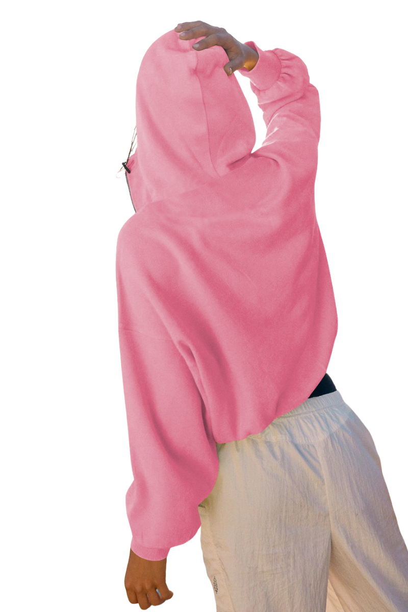 Drawstring long-sleeved top outer garment