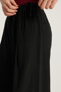 Women Cotton-Blend Relaxed High-Waist Wide-Leg Casual Pants