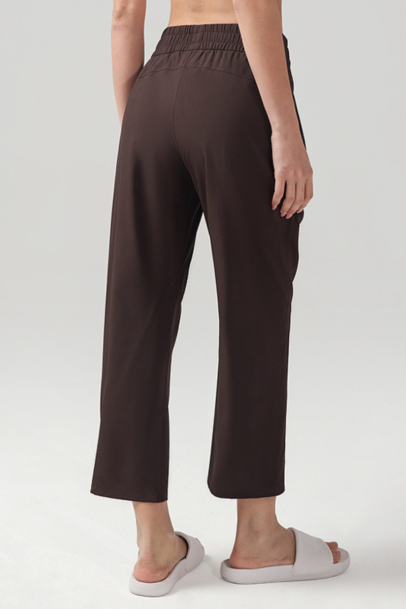 Women's Sports Solid Side Pocket Wide-Leg Pants