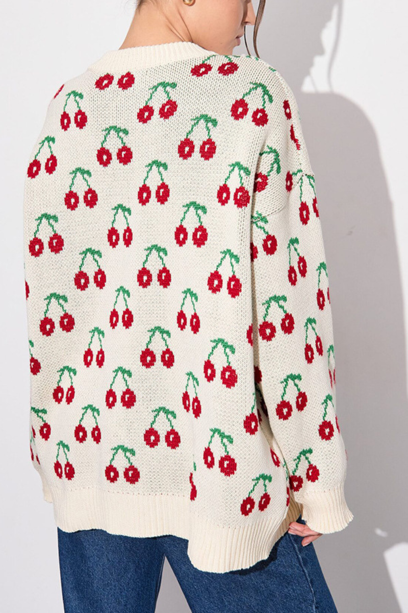 Sweet cherry-patterned sweater