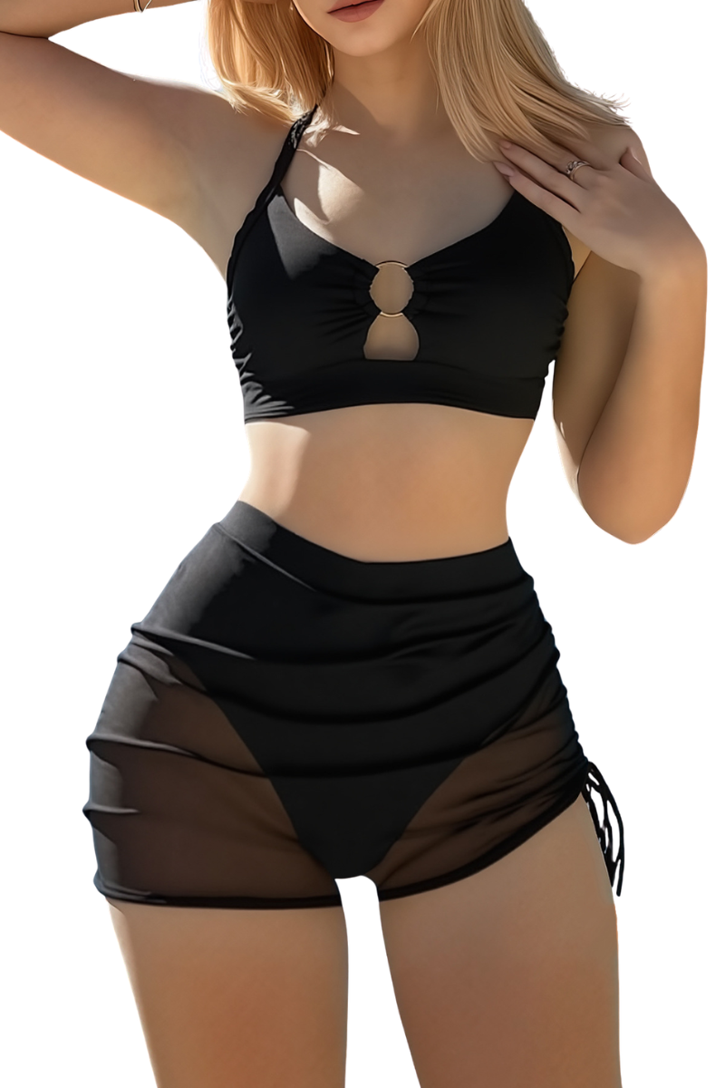 Women's Cutout Criss Cross Back Ruched Sexy Bikini