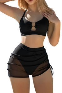 Women's Cutout Criss Cross Back Ruched Sexy Bikini