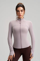 Women Slim-Fit High-Neck Finger-Loop Yoga Long Sleeve